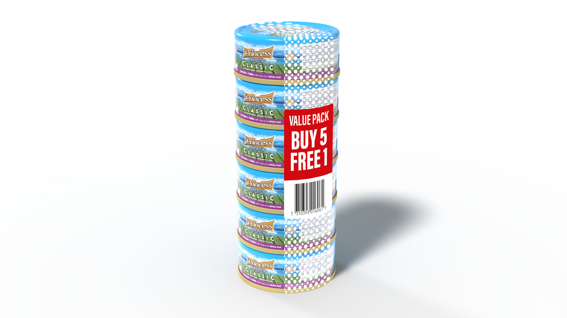 Princess Premium Classic Chicken & Tuna with Rice & White Bait 170g 5+1 free